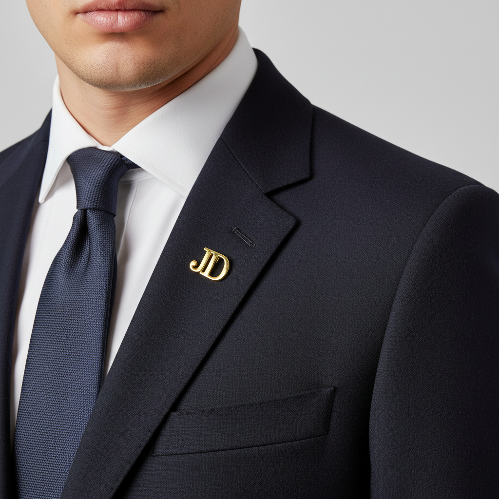 JD Double initial lapel pin