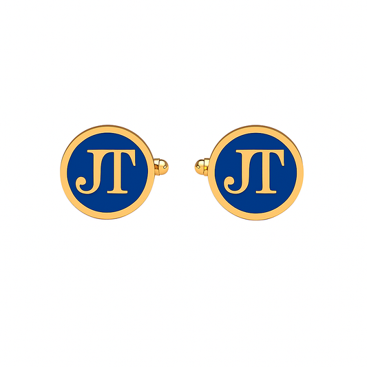 JT Monogram Royal Blue Enamel Cufflinks – Gold Plated