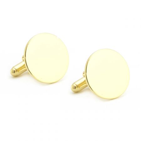 Gold Plated Round Engravable Cufflinks