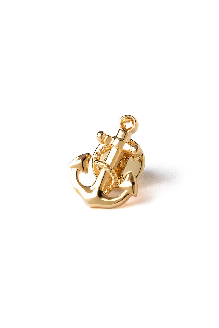 Anchor with Rope Gold Lapel Pin