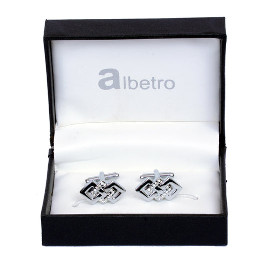 Silver-tone Diamond Cross Square Cufflink for Men - SHOPWITHSTYLE