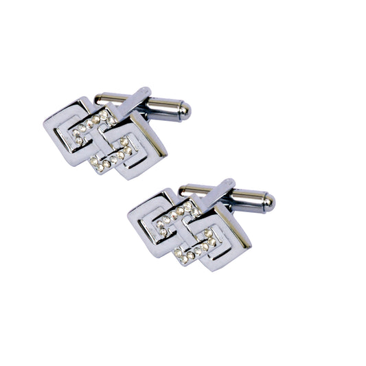 Silver-tone Diamond Cross Square Cufflink for Men - SHOPWITHSTYLE