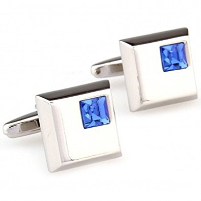 Blue Crystal Square Cufflinks for Men - SHOPWITHSTYLE