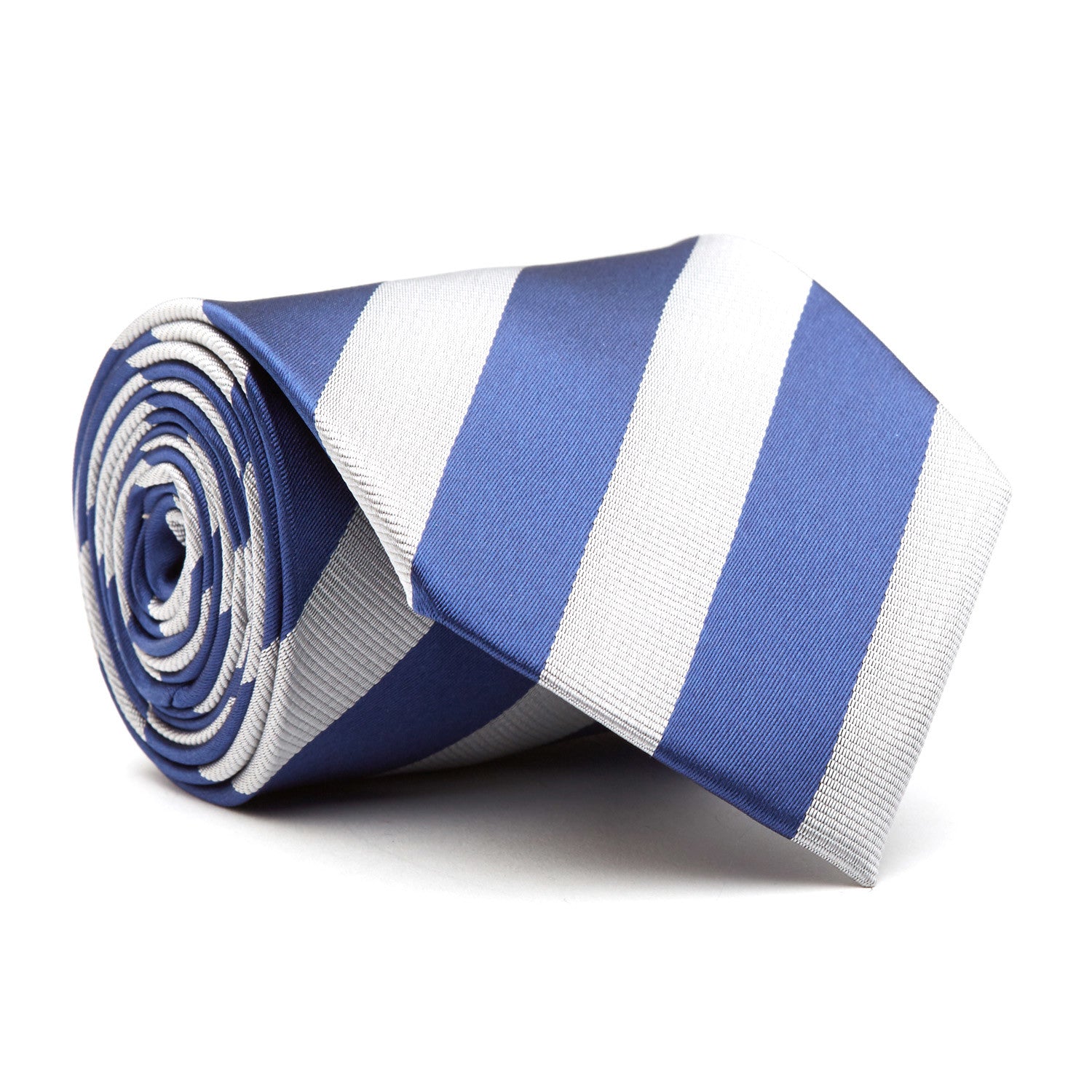 Royal Blue and Silver Extra Long Striped Tie - SHOPWITHSTYLE