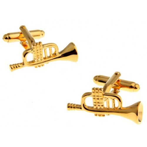 Albetro Gold-tone Music Trumpet Cufflinks for Men - SHOPWITHSTYLE
