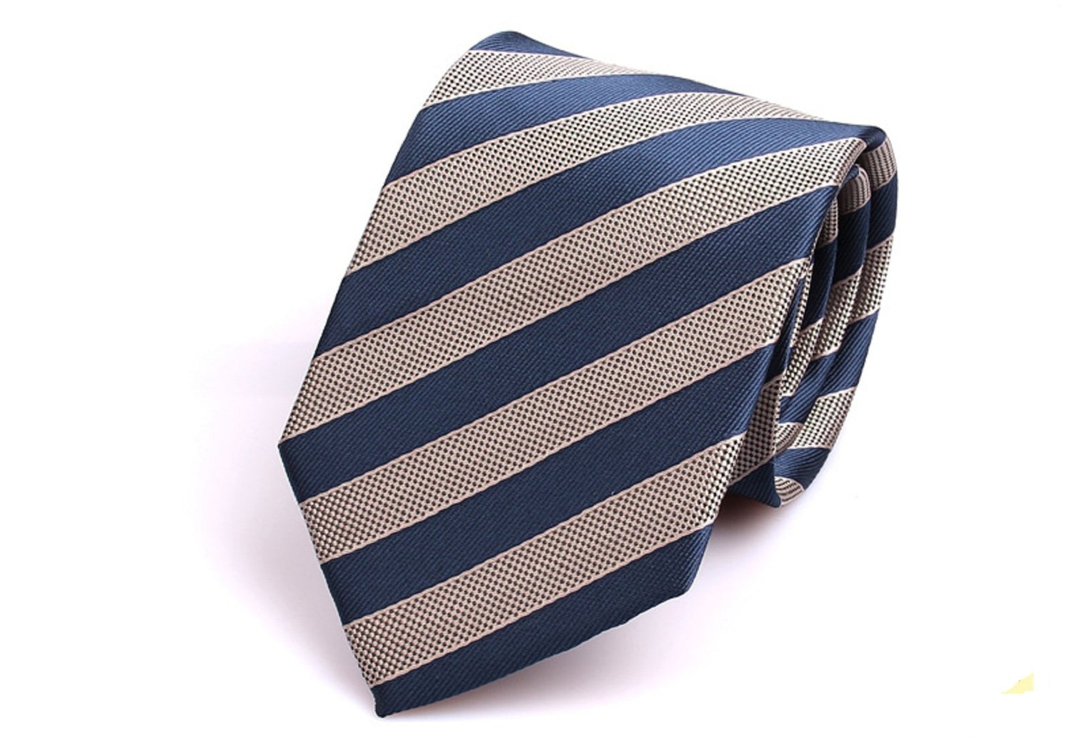 Navy & Cream Stripe Tie - SHOPWITHSTYLE