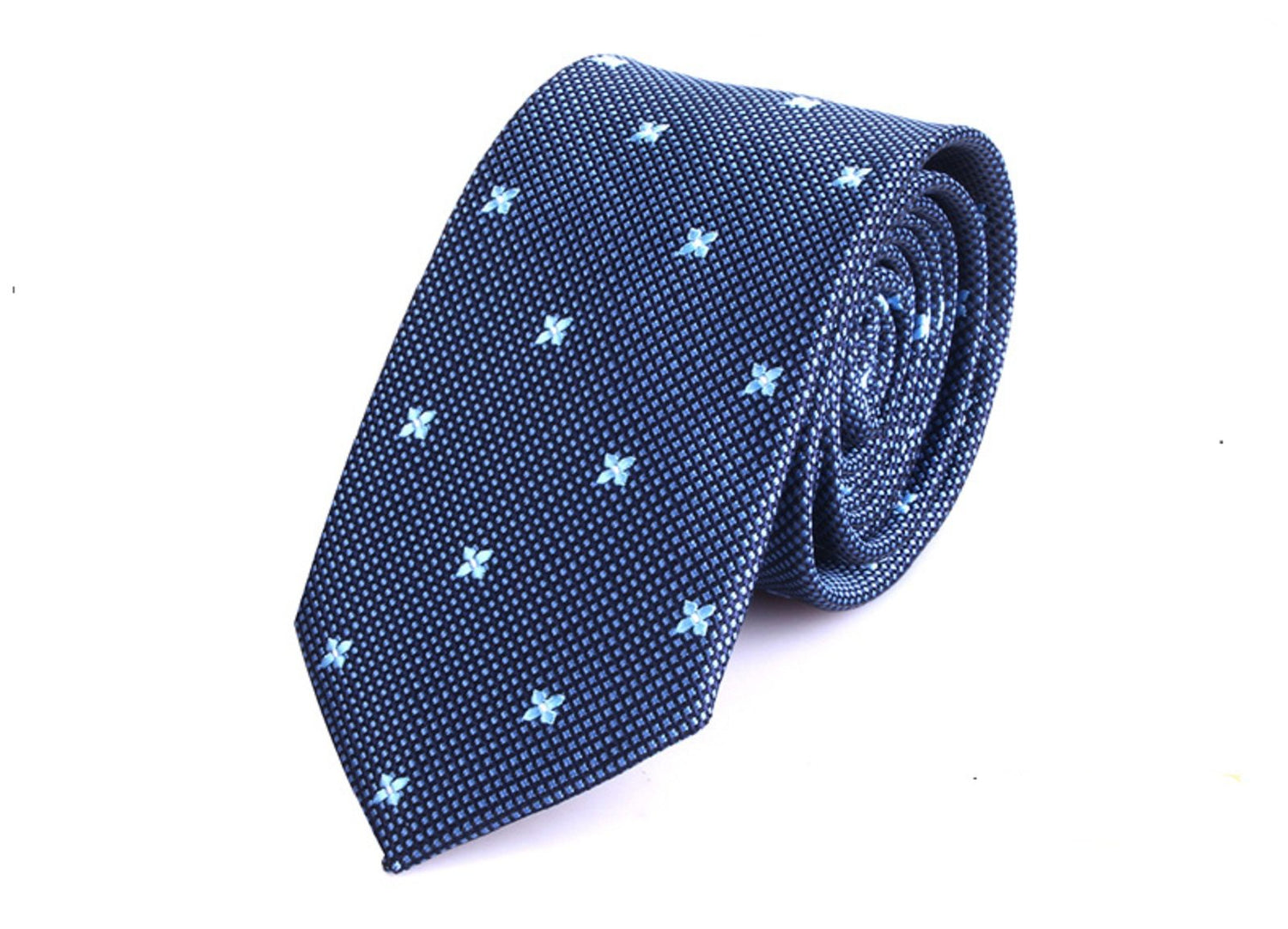 6cm Blue Jacquard Woven Tie for Men  - SHOPWITHSTYLE