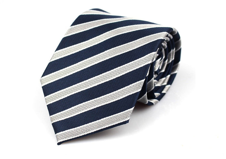 Navy & Silver Stripe Tie for Men - SHOPWITHSTYLE