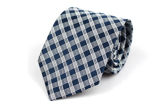 Navy & White Criss Cross Stripe Tie - SHOPWITHSTYLE