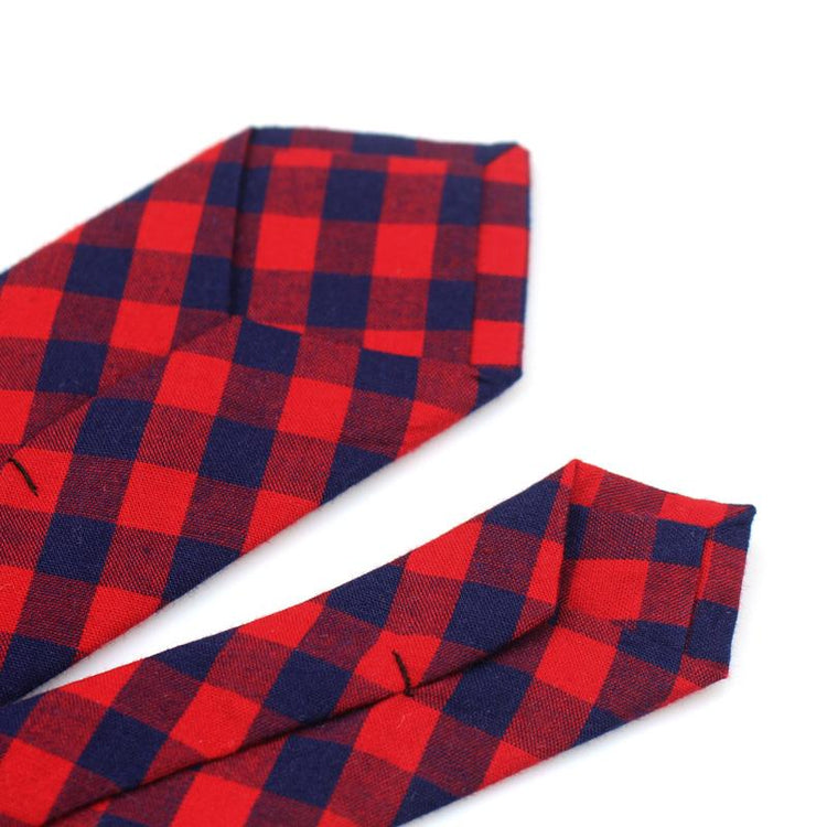 Red & Navy Vintage Check Cotton Tie - SHOPWITHSTYLE