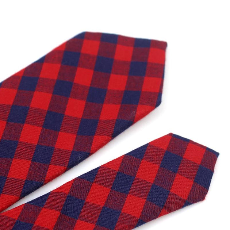 Red & Navy Vintage Check Cotton Tie - SHOPWITHSTYLE