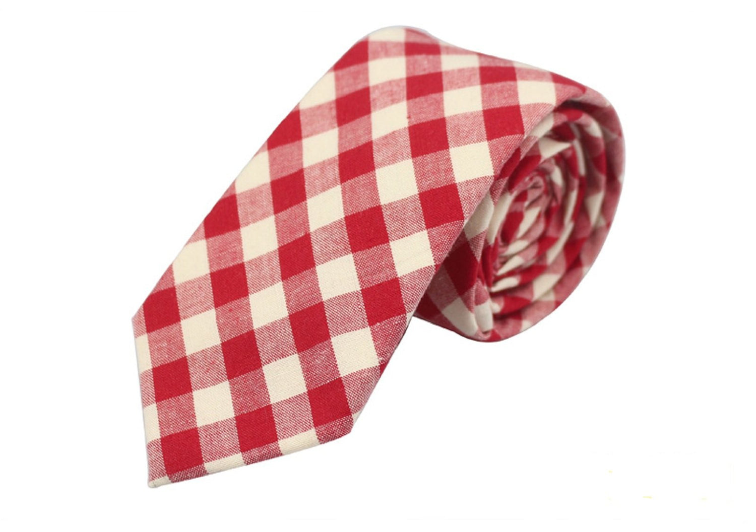 Red & White Vintage Check Cotton Tie - SHOPWITHSTYLE