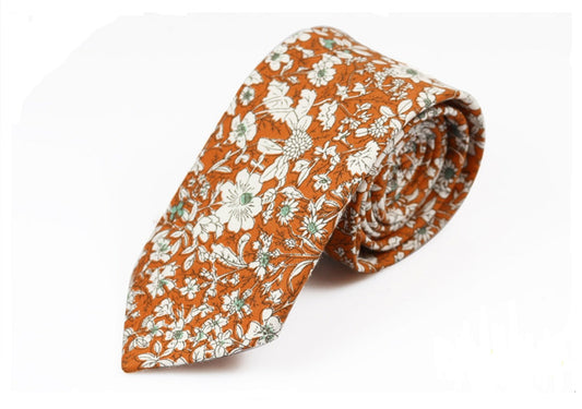 Orange Autumn Floral Tie for Men - SHOPWITHSTYLE