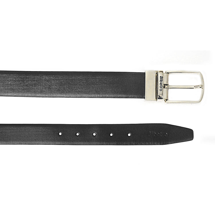 Reversible Fine Cross Line Texture Leather Belt