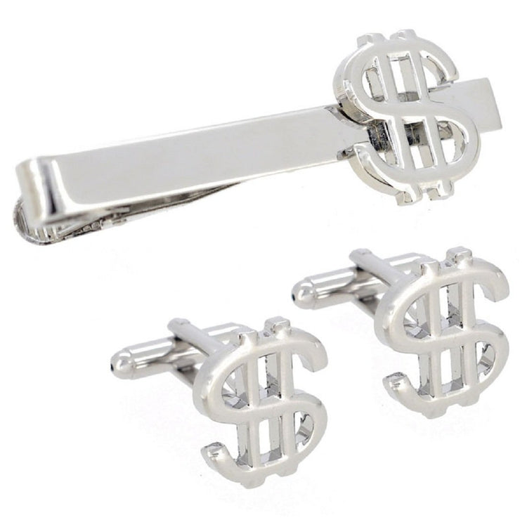 Dollar Sign Cufflinks and Tie Clip Set - SHOPWITHSTYLE