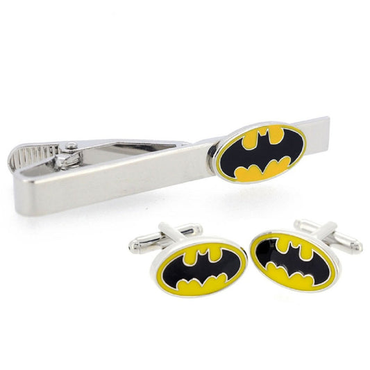 Yellow and Black Batman Cufflinks and Tie Clip Set - SHOPWITHSTYLE