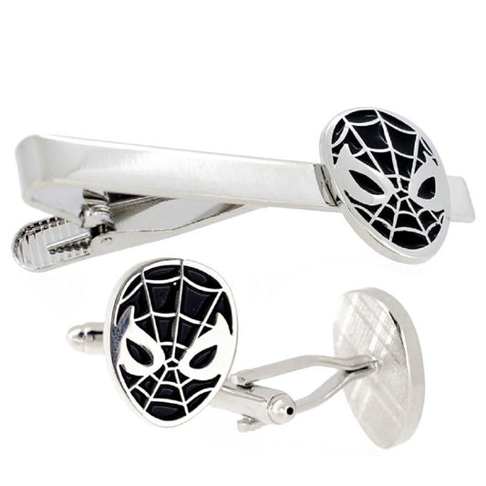 Black Spiderman Cufflinks and Tie Clip set - SHOPWITHSTYLE