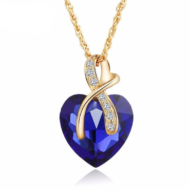 Blue Austrian Crystal Heart Pendant Necklace For Women - SHOPWITHSTYLE