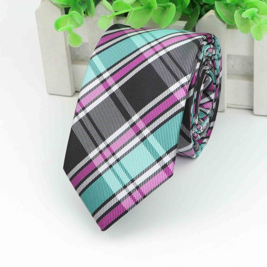 Glen Check Colorful Skinny Tie