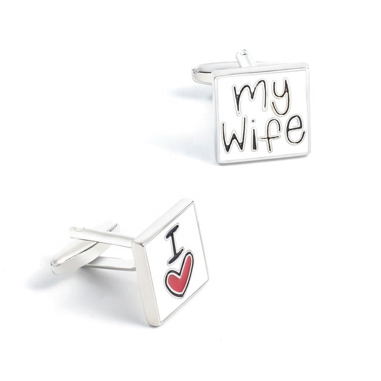 I Love My Wife White Metal Cuffinks for Men - SHOPWITHSTYLE