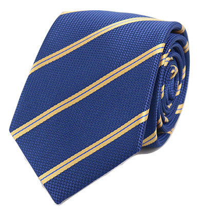 Blue and Yellow Classic Striped Tie - SHOPWITHSTYLE