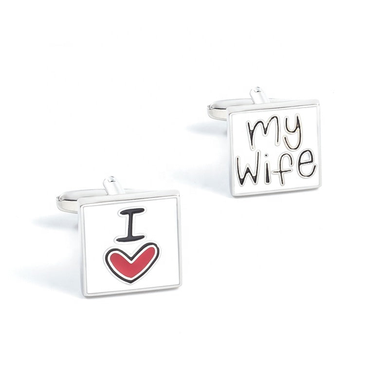 I Love My Wife White Metal Cuffinks for Men - SHOPWITHSTYLE