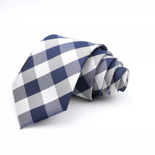 Blue Captain Check Herringbone Tie