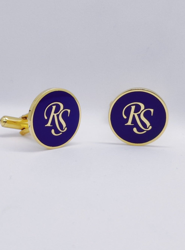 Customized Embossed Initials Cufflinks with Enamel