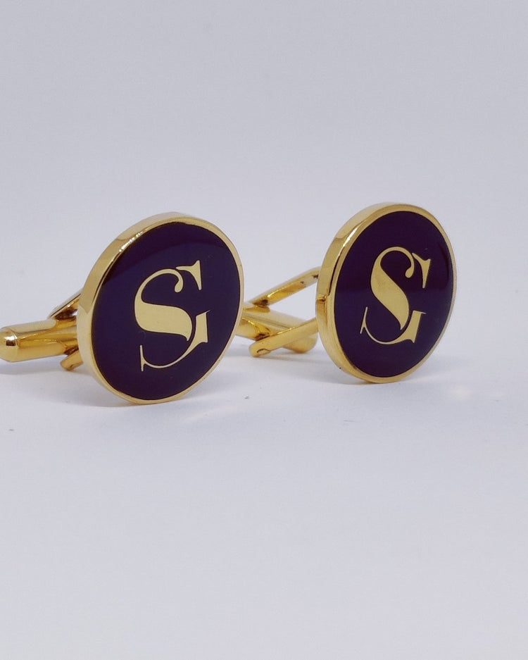 Customized Embossed Initials Cufflinks with Enamel