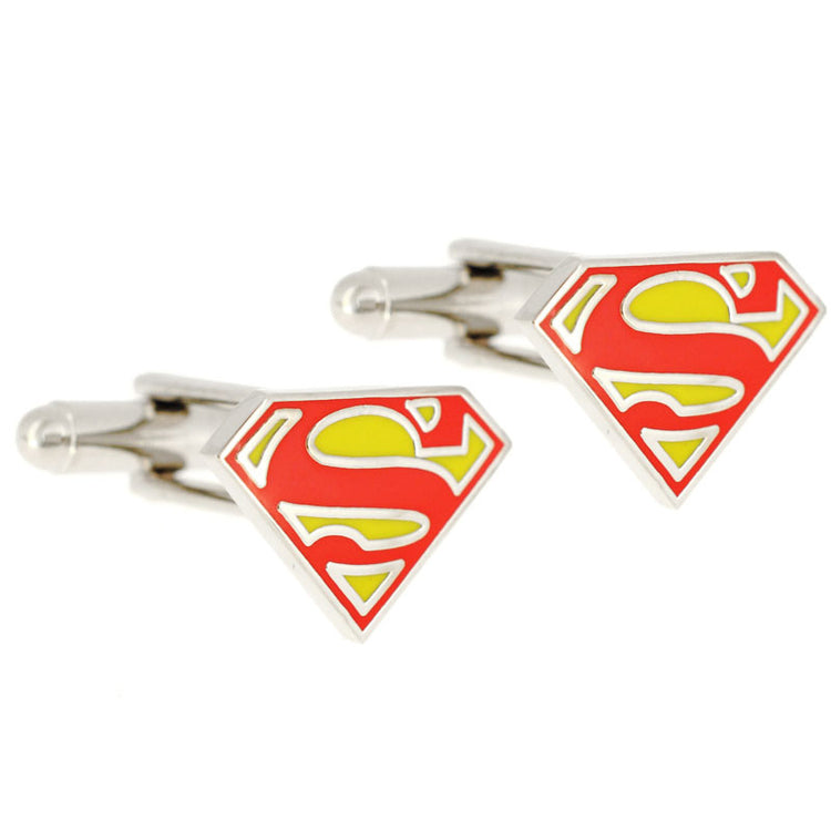 Super Man Red & Yellow Metal Cufflinks for Men - SHOPWITHSTYLE