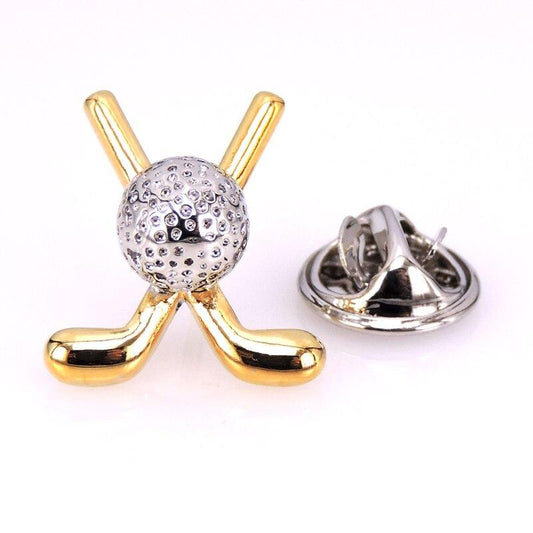 Silver- Gold Golf Ball Lapel Pin-SHOPWITHSTYLE