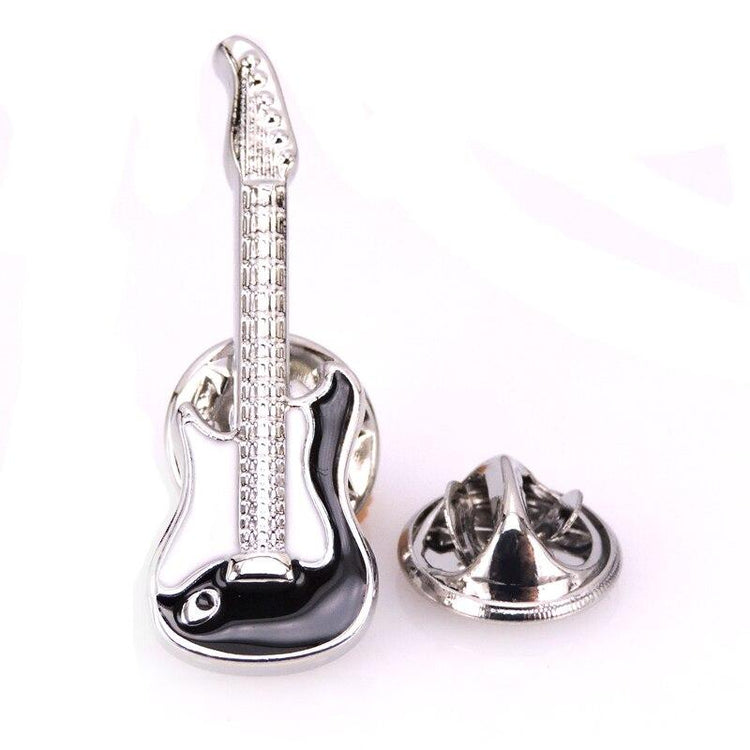Balck and White Guitar Lapel Pin-SHOPWITHSTYLE