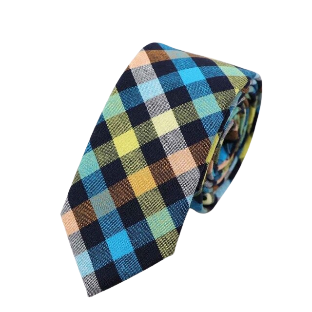 6 CM Multi Color Checked Cotton Tie