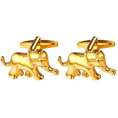 Gold Tone Elephant Cufflinks-SHOPWITHSTYLE