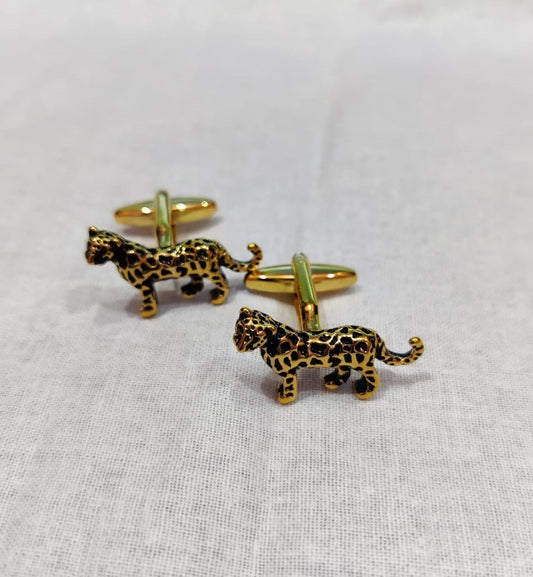 Gold Tone Leopard Cufflinks