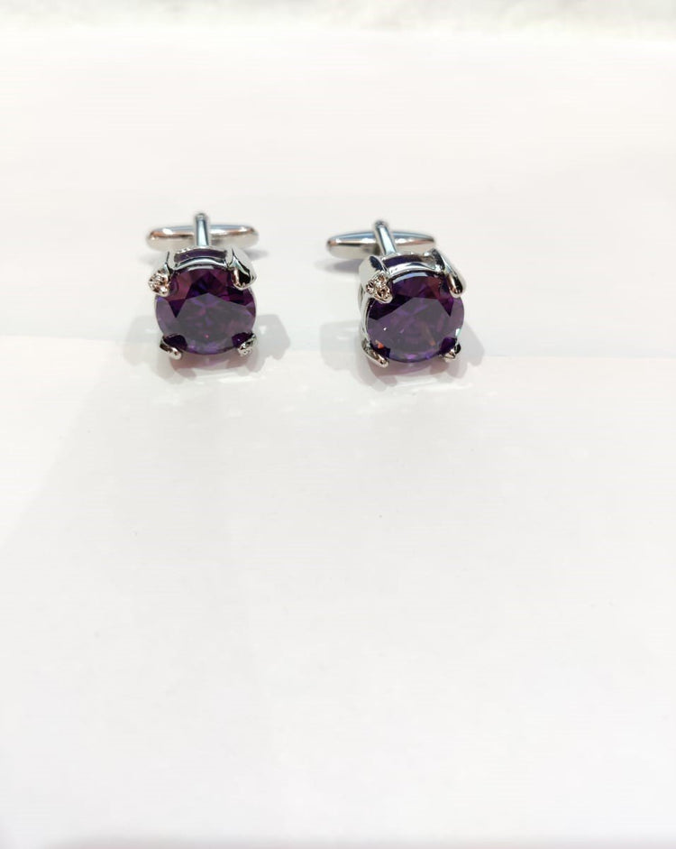 Amethyst Purple Crystal Cufflinks