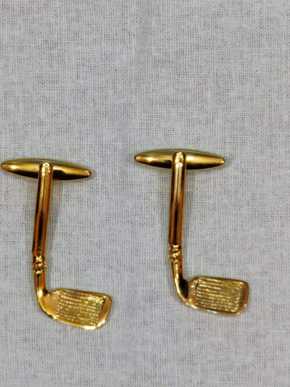Yellow Gold Golf Clubs Cufflinks-SHOPWITHSTYLE
