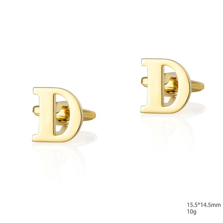 Personalized Letter D Gold Cufflinks-SHOPWITHSTYLE