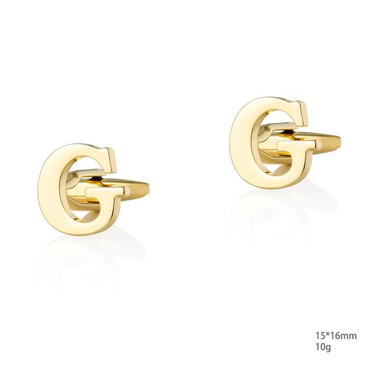 Personalized Letter G Gold Cufflinks-SHOPWITHSTYLE