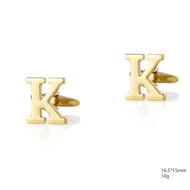 Personalized Letter K Gold Cufflinks-SHOPWITHSTYLE