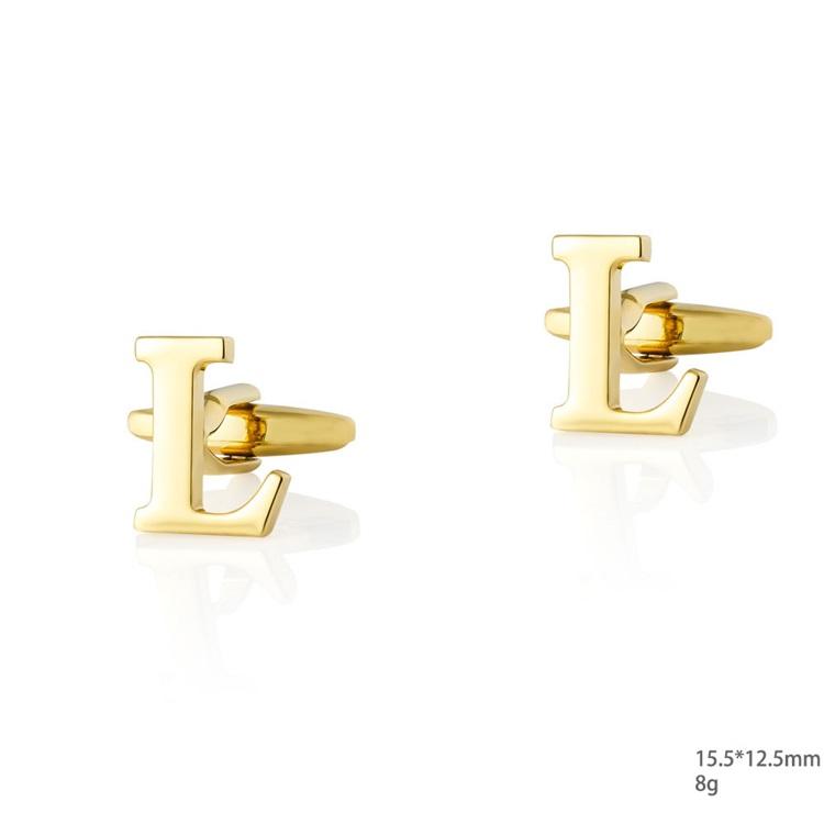 Personalized Letter L Gold Cufflinks-SHOPWITHSTYLE