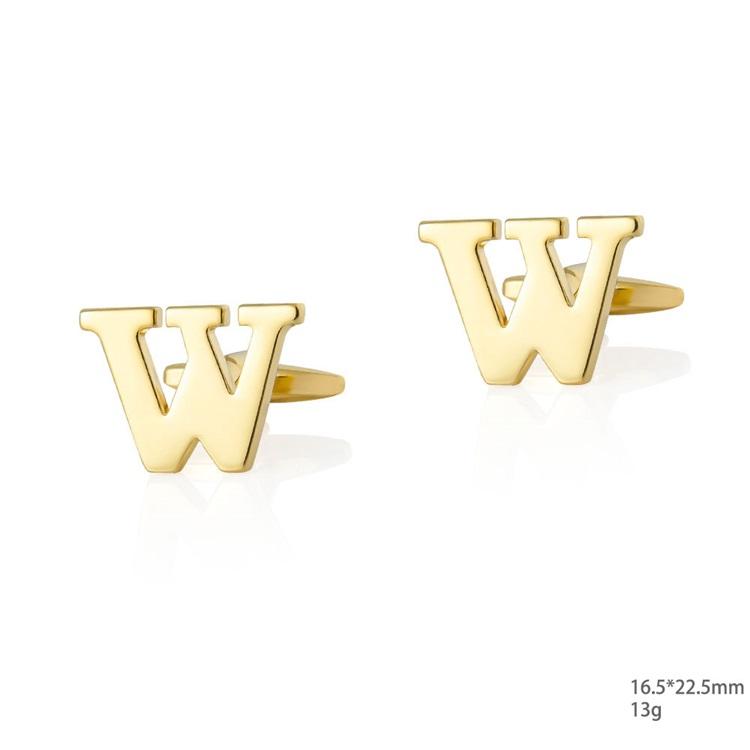 Personalized Letter W Gold Cufflinks-SHOPWITHSTYLE