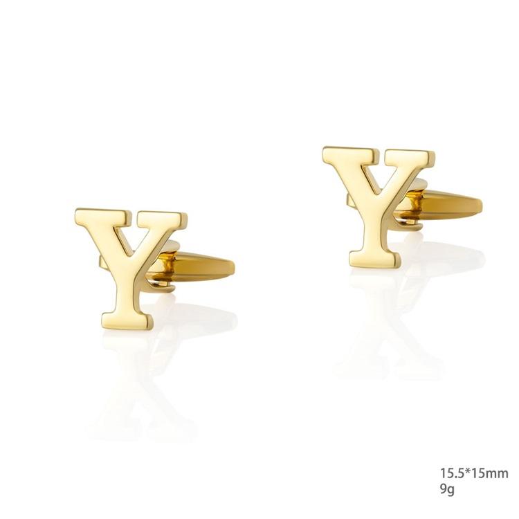 Personalized Letter Y Gold Cufflinks-SHOPWITHSTYLE