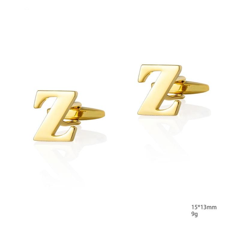Personalized Letter Z Gold Cufflinks-SHOPWITHSTYLE