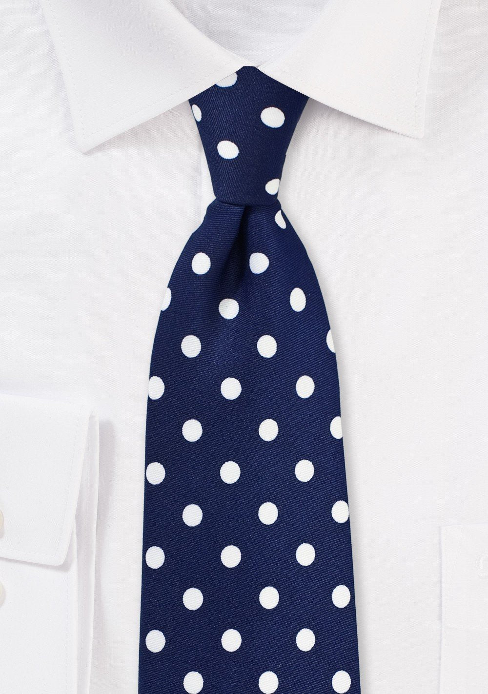 Navy and White Polka Dotted Necktie-SHOPWITHSTYLE