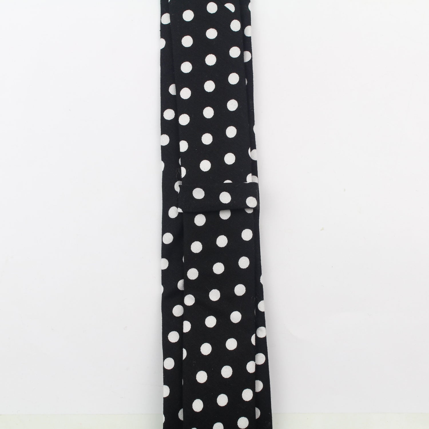 Jet Black Tie With Bright White Polka Dots-SHOPWITHSTYLE