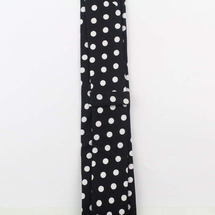 Jet Black Tie With Bright White Polka Dots-SHOPWITHSTYLE