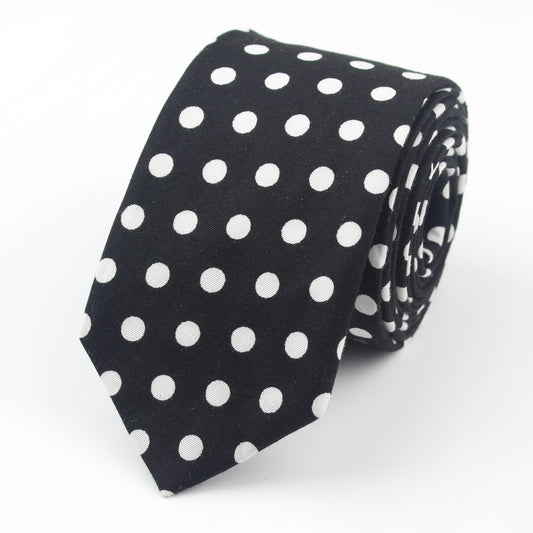 Jet Black Tie With Bright White Polka Dots-SHOPWITHSTYLE