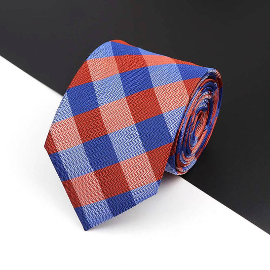 Summer Gingham Tie In Orange And Blue-SHOPWITHSTYLE