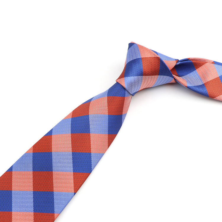 Summer Gingham Tie In Orange And Blue-SHOPWITHSTYLE